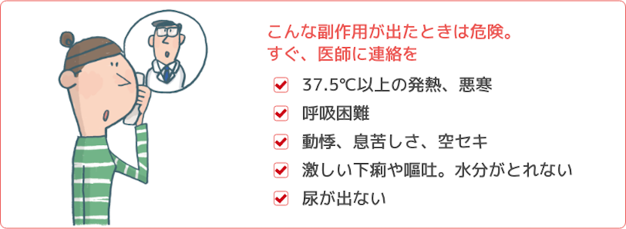 こんな副作用が出たときは危険。すぐ、医師に連絡を