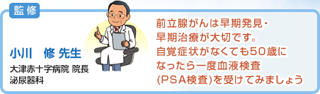 前立腺がんは早期発見・早期治療が大切です（監修：小川修先生　大津赤十字病院　院長　泌尿器科）