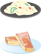 ポテトサラダとフレンチトーストのイラスト